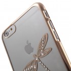 Apple iPhone 6 Plus (6s Plus) X-Fitted Crystal Icon Pro Dragonfly Swarovski plastikinis skaidrus permatomas auksinis dėklas su kristalais