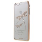 Apple iPhone 6 Plus (6s Plus) X-Fitted Crystal Icon Pro Dragonfly Swarovski plastikinis skaidrus permatomas auksinis dėklas su kristalais