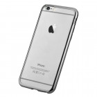 Apple iPhone 7 (iPhone 8) „Devia“ Glitter Case TPU silikoninis skaidrus permatomas plonas dėklas su juodu rėmeliu ir apsauginis ekrano stiklas