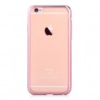 Apple iPhone 7 (iPhone 8) „Devia“ Glitter Case TPU silikoninis skaidrus permatomas plonas dėklas su rožiniu rėmeliu ir apsauginis ekrano stiklas