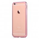 Apple iPhone 7 (iPhone 8) „Devia“ Glitter Case TPU silikoninis skaidrus permatomas plonas dėklas su rožiniu rėmeliu ir apsauginis ekrano stiklas