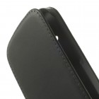 HTC One Mini 2 odinis vertikaliai (žemyn, į apačią) atverčiamas juodas odinis dėklas