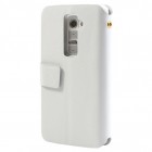 „Doormoon“ serijos LG G2 D802 baltas odinis atverčiamas dėklas
