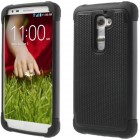 Sustiprintos apsaugos LG G2 D802 juodas kieto silikono (TPU) ir plastiko dėklas