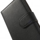 LG G2 mini D620 juodas odinis atverčiamas dėklas - piniginė