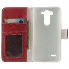 LG G3 S D722 atverčiamas raudonas odinis Litchi dėklas - piniginė