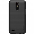 LG K10 2017 (X400, M250N) Nillkin Frosted Shield juodas plastikinis dėklas + apsauginė ekrano plėvelė