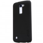 LG K10 (K420N) Nillkin Frosted Shield juodas plastikinis dėklas + apsauginė ekrano plėvelė