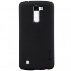 LG K10 (K420N) Nillkin Frosted Shield juodas plastikinis dėklas + apsauginė ekrano plėvelė