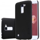 LG K10 (K420N) Nillkin Frosted Shield juodas plastikinis dėklas + apsauginė ekrano plėvelė