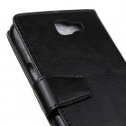 LG K3 (K100) atverčiamas juodas odinis dėklas - piniginė