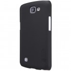 LG K4 (K120E) Nillkin Frosted Shield juodas plastikinis dėklas + apsauginė ekrano plėvelė