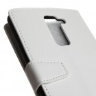 LG K8 (K350N) atverčiamas baltas odinis dėklas - piniginė