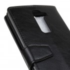 LG K8 (K350N) atverčiamas juodas odinis dėklas - piniginė