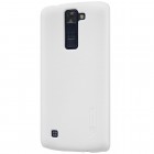 LG K8 (K350N) Nillkin Frosted Shield baltas plastikinis dėklas + apsauginė ekrano plėvelė