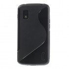 Juodas Nexus 4 E960 kieto silikono (TPU) dėklas