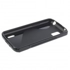 Juodas Nexus 4 E960 kieto silikono (TPU) dėklas