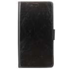 LG X-Screen (K500N) atverčiamas juodas odinis dėklas - piniginė