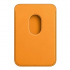 Magnetinis oranžinis odinis kortelės dėklas - kišenė
