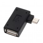 Micro USB 2.0 OTG juodas kampinis dešininis (dešinės pusės) adapteris - laidas