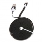 Micro usb juodas laidas 3 m. su baltais akcentais (kabelis)