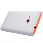 Microsoft Lumia 535 Nillkin Frosted Shield baltas plastikinis dėklas + apsauginė ekrano plėvelė