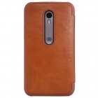 Prabangus „Nillkin“ Qin serijos rudas odinis atverčiamas Motorola Moto G 3 kartos (Gen 3) dėklas