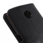 Motorola Nexus 6 atverčiamas juodas odinis Litchi dėklas - piniginė