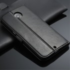 Motorola Nexus 6 atverčiamas juodas odinis dėklas - piniginė