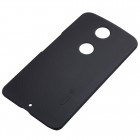 Motorola Nexus 6 Nillkin Frosted Shield juodas plastikinis dėklas + apsauginė ekrano plėvelė