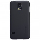 Nillkin Frosted Shield Samsung Galaxy S5 (S5 Neo) plastikinis juodas dėklas - nugarėlė su ekrano plėvele