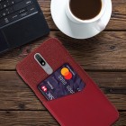 „KSQ“ Shell Nokia 2.4 raudonas odinis dėklas - nugarėlė su kišenėle kortelėms