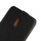 Nokia 6 klasikinis vertikaliai atverčiamas juodas odinis dėklas