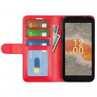 Nokia C02 atverčiamas raudonas odinis dėklas - piniginė
