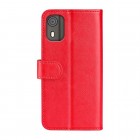 Nokia C02 atverčiamas raudonas odinis dėklas - piniginė