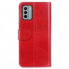 Nokia G22 atverčiamas raudonas odinis dėklas - piniginė