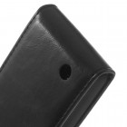 Nokia Lumia 530 klasikinis vertikaliai atverčiamas juodas odinis dėklas