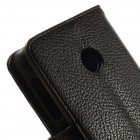 Nokia Lumia 530 atverčiamas juodas odinis Litchi dėklas - piniginė