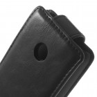 Nokia Lumia 530 klasikinis vertikaliai atverčiamas juodas odinis dėklas