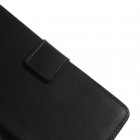 Nokia Lumia 635 atverčiamas juodas odinis dėklas - piniginė