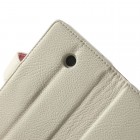 Nokia Lumia 635 atverčiamas baltas odinis dėklas - piniginė