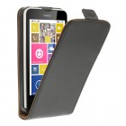 Nokia Lumia 635 klasikinis vertikaliai atverčiamas juodas odinis dėklas