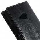 Nokia Lumia 730 (735) atverčiamas juodas odinis dėklas - piniginė