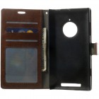 Nokia Lumia 830 atverčiamas rudas odinis dėklas - piniginė