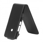 Atverčiamas juodas odinis Nokia Lumia 900 dėklas