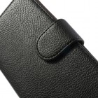 Nokia Lumia 930 atverčiamas juodas odinis dėklas - piniginė