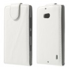 Nokia Lumia 930 klasikinis vertikaliai atverčiamas baltas odinis dėklas