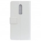 OnePlus 6 (Six) atverčiamas baltas odinis dėklas, knygutė - piniginė