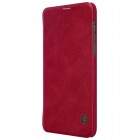 Prabangus „Nillkin“ Qin serijos raudonas odinis atverčiamas OnePlus 6 (Six) dėklas - knygutė