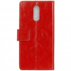 OnePlus 7 (OnePlus Seven) atverčiamas raudonas odinis dėklas, knygutė - piniginė